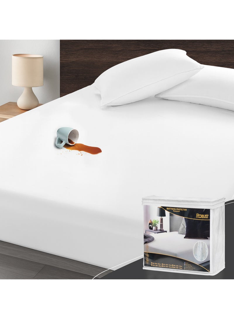 Robust Ultimate Protection Mattress Encasement (120x200+30cm) With Deep Pocket–Fitted Waterproof Mattress Protector, Soft, Noiseless, Hypoallergenic, Durable for a Comfortable Sleep-Single Size - Image 1