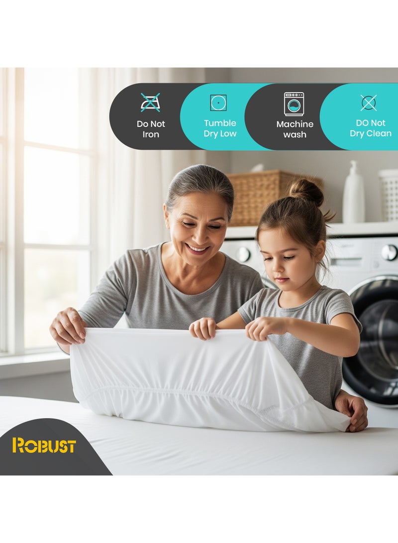 Robust Ultimate Protection Mattress Encasement (120x200+30cm) With Deep Pocket–Fitted Waterproof Mattress Protector, Soft, Noiseless, Hypoallergenic, Durable for a Comfortable Sleep-Single Size - Image 4