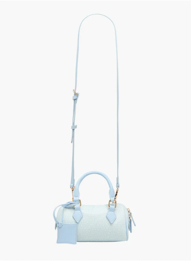 Celeste Monogram Print Crossbody Bag with Adjustable Strap and Zip Closure