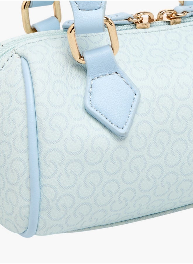 Celeste Monogram Print Crossbody Bag with Adjustable Strap and Zip Closure  - Image 5