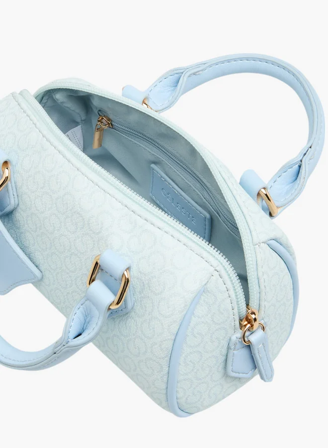 سيليست Monogram Print Crossbody Bag with Adjustable Strap and Zip Closure