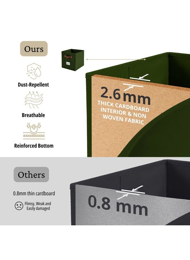 DECOMOMO Storage Baskets, 13x15x13 Storage Cube Bins with Labels for Organizing Shelves Kallax (Kallax / 4pcs, Olive Green) - Image 5