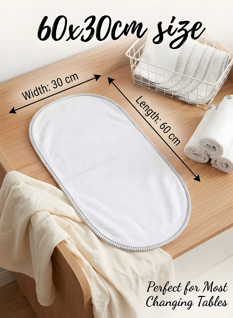 بيوينتي 3 حزمات من وسادة حفاضات الأطفال المقاومة للماء، مضادة للحساسية وناعمة للغاية، قابلة للغسل وإعادة الاستخدام لتغطية تسرب الحفاضات، غطاء تغيير الحفاضات، مناسبة للأولاد والبنات الرضع (30*60 سم، أبيض) - Image 4