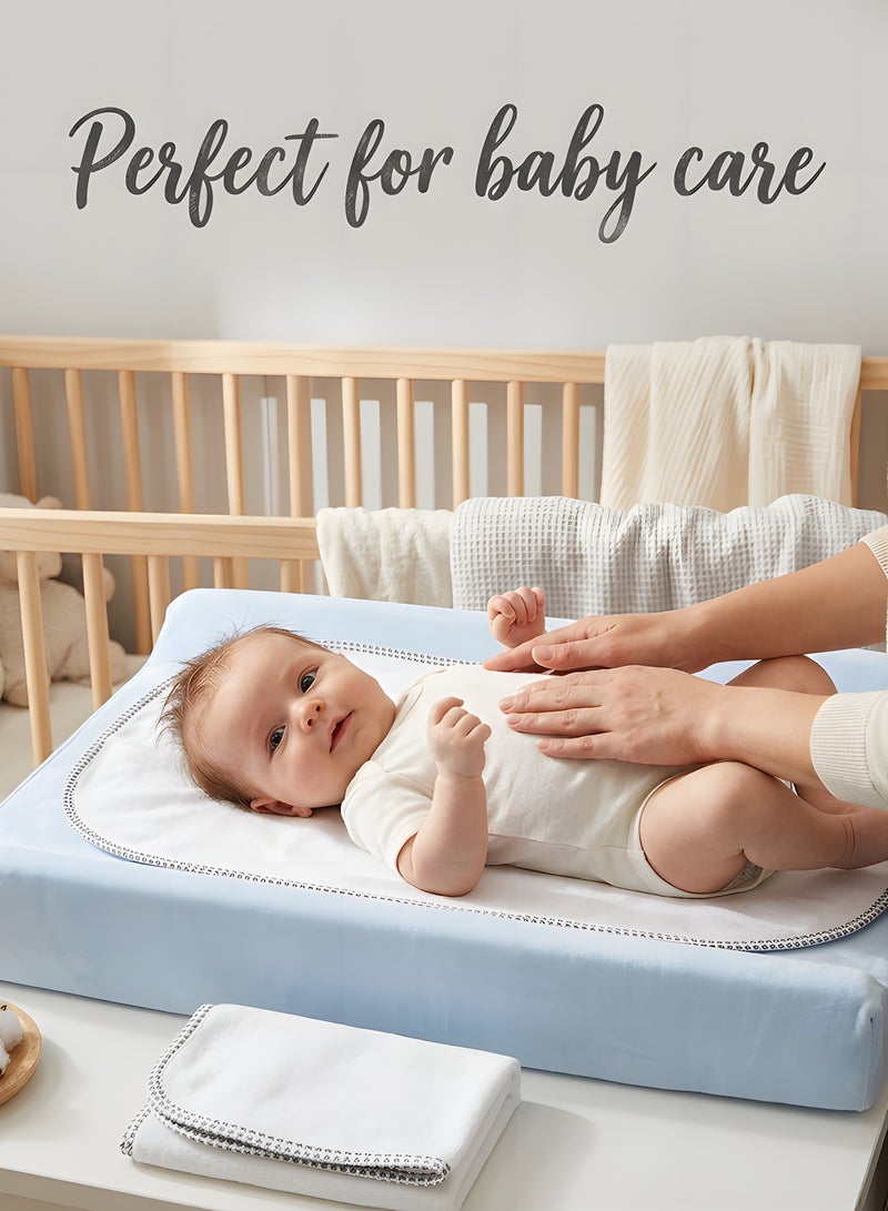 بيوينتي 3 حزمات من وسادة حفاضات الأطفال المقاومة للماء، مضادة للحساسية وناعمة للغاية، قابلة للغسل وإعادة الاستخدام لتغطية تسرب الحفاضات، غطاء تغيير الحفاضات، مناسبة للأولاد والبنات الرضع (30*60 سم، أبيض) - Image 3