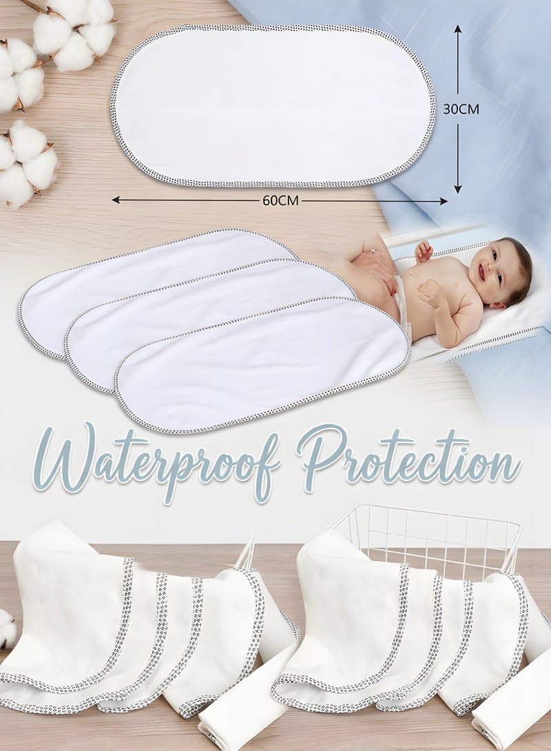 بيوينتي 3 حزمات من وسادة حفاضات الأطفال المقاومة للماء، مضادة للحساسية وناعمة للغاية، قابلة للغسل وإعادة الاستخدام لتغطية تسرب الحفاضات، غطاء تغيير الحفاضات، مناسبة للأولاد والبنات الرضع (30*60 سم، أبيض) - Image 5