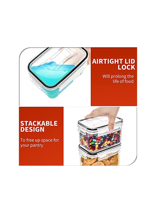 Zaboon Airtight Food Storage Container Set Bpa Free Clear Plastic Cereal Containers And Kitchen Pantry Organization Canisters With Easy Lock Lids For Sugar Flour Cereal Baking Include 24 Labels - Image 3