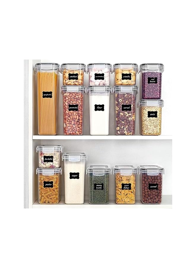 Zaboon Airtight Food Storage Container Set Bpa Free Clear Plastic Cereal Containers And Kitchen Pantry Organization Canisters With Easy Lock Lids For Sugar Flour Cereal Baking Include 24 Labels - Image 4