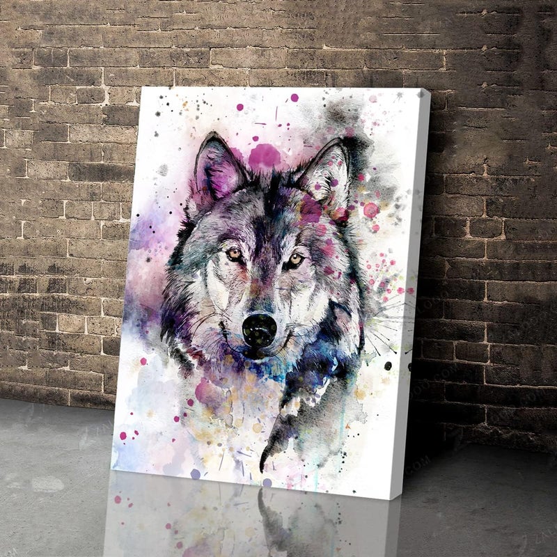 C8BUSIS Modern Home Decor Wolf Canvas Print Wall Art for Kids Room, Watercolor Wild Animal Wolf Portrait Picture Paintings for Bathroom Bedroom Living room Office Wall Decoration, 12"x16"x 1Panel - Image 3