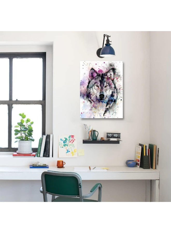 C8BUSIS Modern Home Decor Wolf Canvas Print Wall Art for Kids Room, Watercolor Wild Animal Wolf Portrait Picture Paintings for Bathroom Bedroom Living room Office Wall Decoration, 12"x16"x 1Panel - Image 4