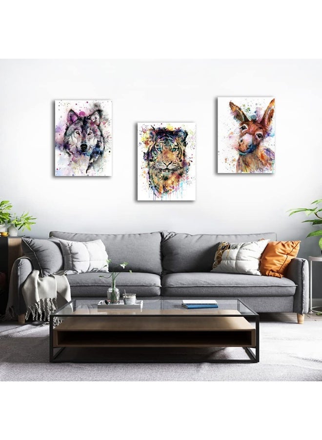 C8BUSIS Modern Home Decor Wolf Canvas Print Wall Art for Kids Room, Watercolor Wild Animal Wolf Portrait Picture Paintings for Bathroom Bedroom Living room Office Wall Decoration, 12"x16"x 1Panel - Image 5