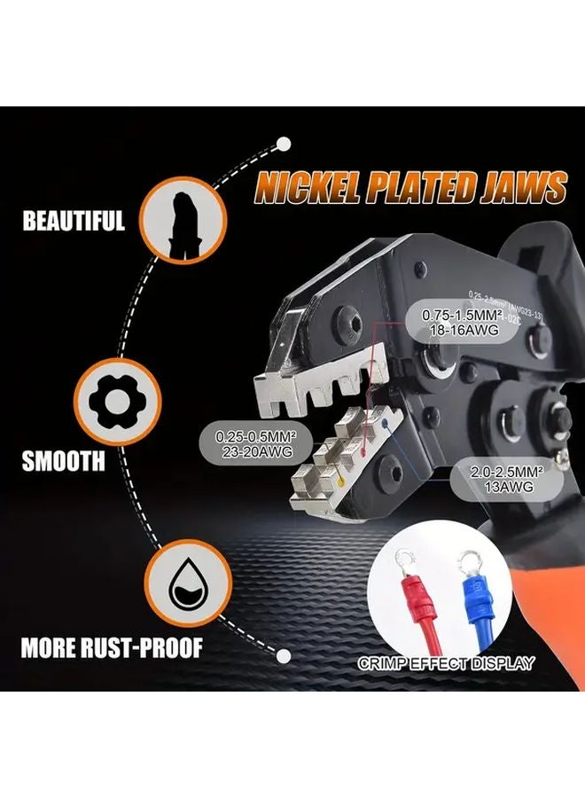 SN 02C Ratchet Wire Crimping Pliers For Pre Insulated Terminals 0 25 2 5mm² AWG23 13 - Image 5