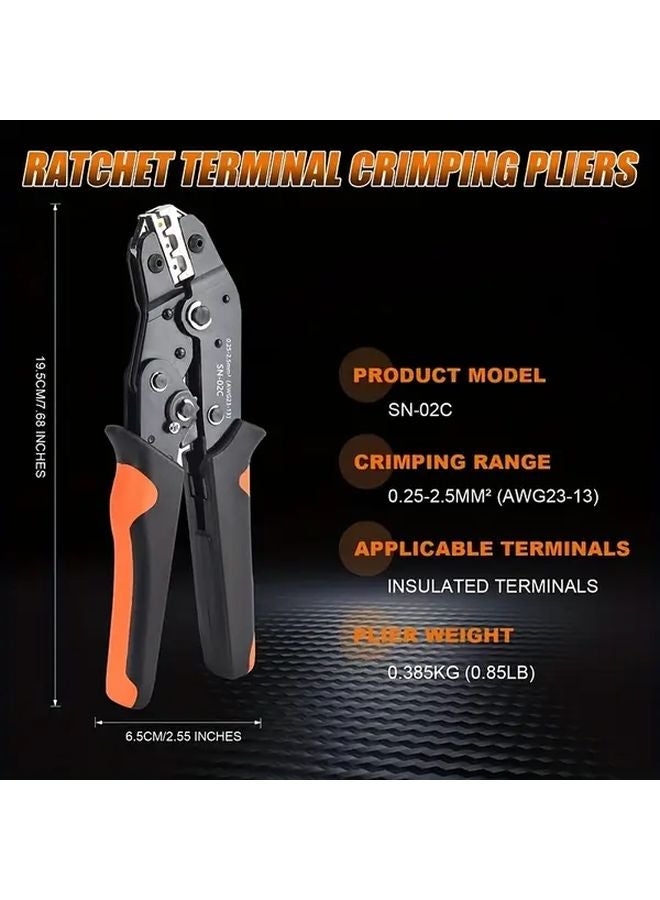 SN 02C Ratchet Wire Crimping Pliers For Pre Insulated Terminals 0 25 2 5mm² AWG23 13 - Image 4