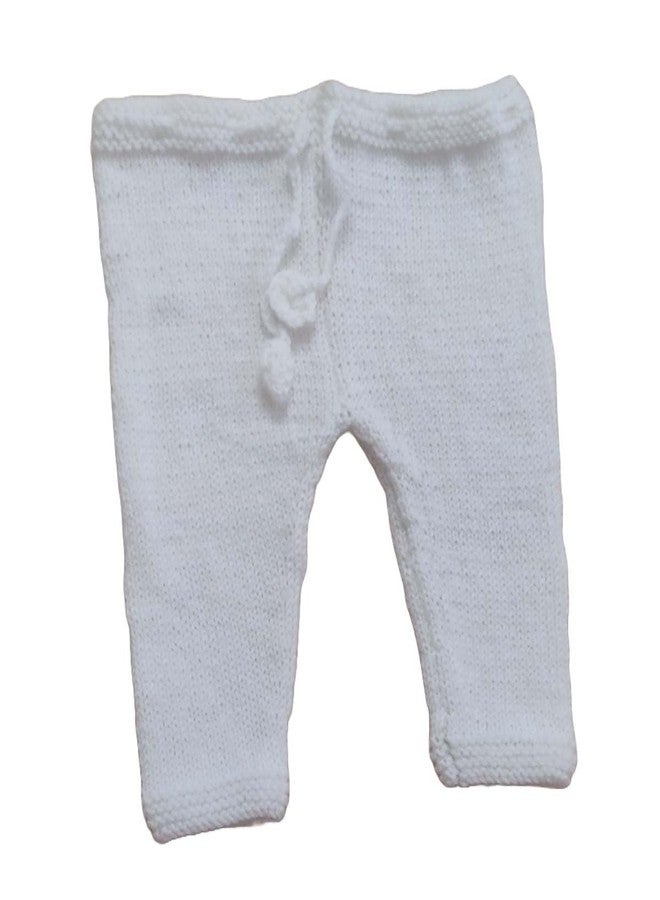Cute Collection Hand Knitted New Born Baby Woolen Sweater with Pyjami, Cap and Pair of Booties for 0 to 6 Months Babies and New Born Baby White - Image 5