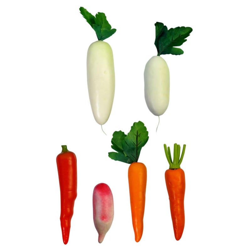 6Pcs Realistic Fake Carrots Diced Grated Artificial Vegetable Props For Photography Decor - Image 2