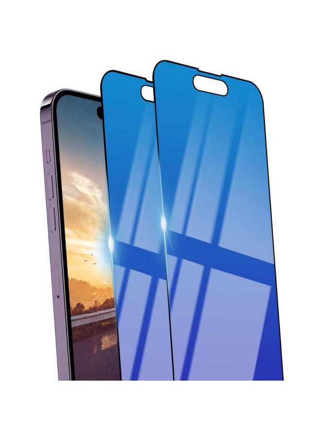 Suitable For Iphone16 Pro Tempered Film 15 For Apple 28 Degree Blue Colorful Anti-peep Mobile Phone Film Foreign Trade-Colour:Blue Privacy Tempered Film [without Retail Packaging]-Size:For Iphone 12/12 Pro