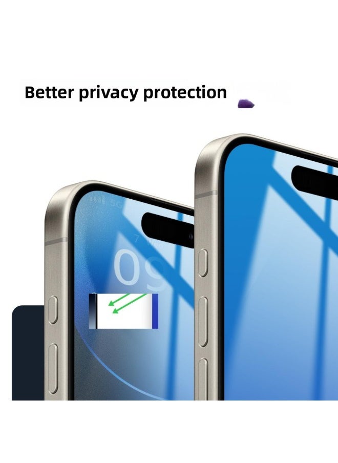 Suitable For Iphone16 Pro Tempered Film 15 For Apple 28 Degree Blue Colorful Anti-peep Mobile Phone Film Foreign Trade-Colour:Blue Privacy Tempered Film [without Retail Packaging]-Size:For Iphone 12/12 Pro