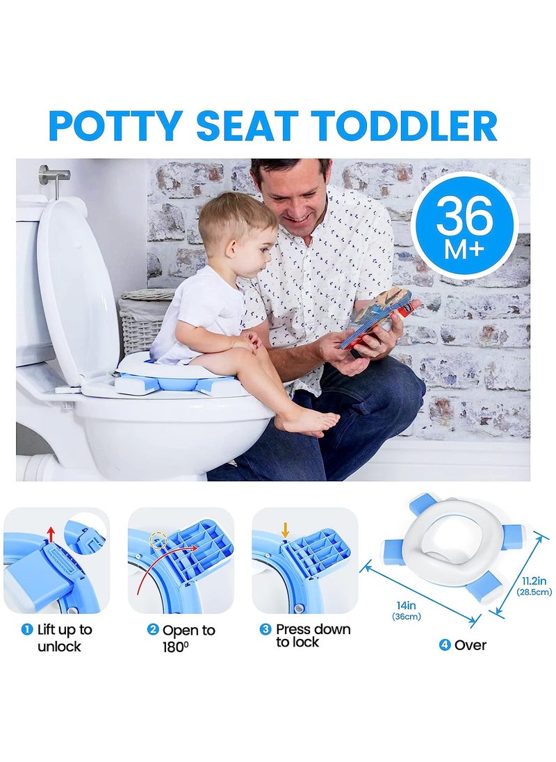 NNEWVANTE Portable Potty Training Toilet for Boys and Girls with Storage Bag - Foldable Travel Potty Chair, Indoor and Outdoor Potty Seat for Toddlers, Easy to Clean(Blue)  - Image 2