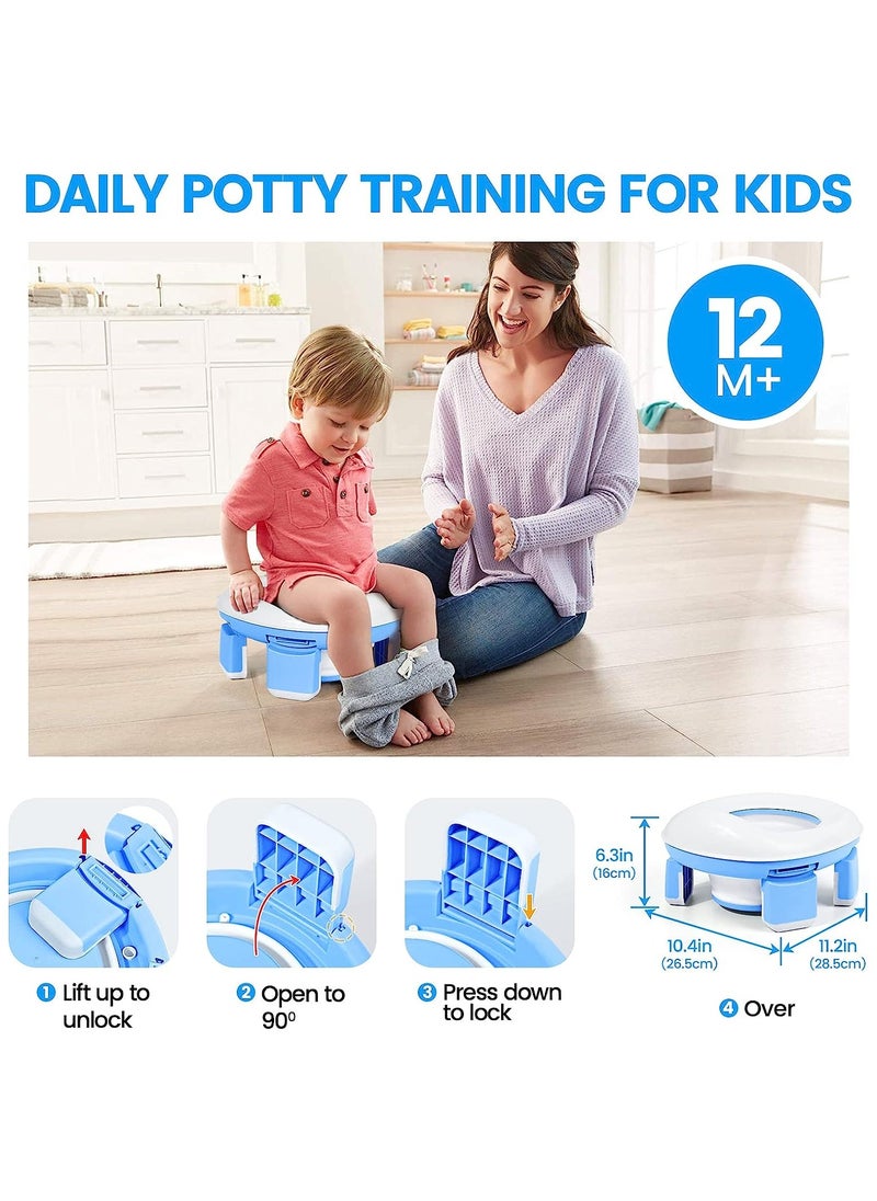 NNEWVANTE Portable Potty Training Toilet for Boys and Girls with Storage Bag - Foldable Travel Potty Chair, Indoor and Outdoor Potty Seat for Toddlers, Easy to Clean(Blue)  - Image 3