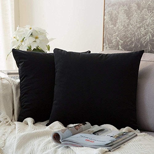 Khooti Velvet Cushion Cover, 12x12 (Black) (Pack of 5) - Image 1