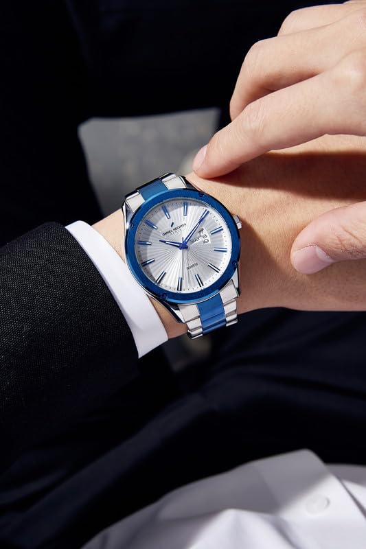 Daniel Hechter Paris Bastille Collection Analog Watch for Men with Round Dial, Stainless Steel Strap and Date Function-DHM1014 - Image 2