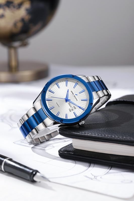Daniel Hechter Paris Bastille Collection Analog Watch for Men with Round Dial, Stainless Steel Strap and Date Function-DHM1014 - Image 4