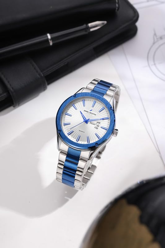 Daniel Hechter Paris Bastille Collection Analog Watch for Men with Round Dial, Stainless Steel Strap and Date Function-DHM1014 - Image 3