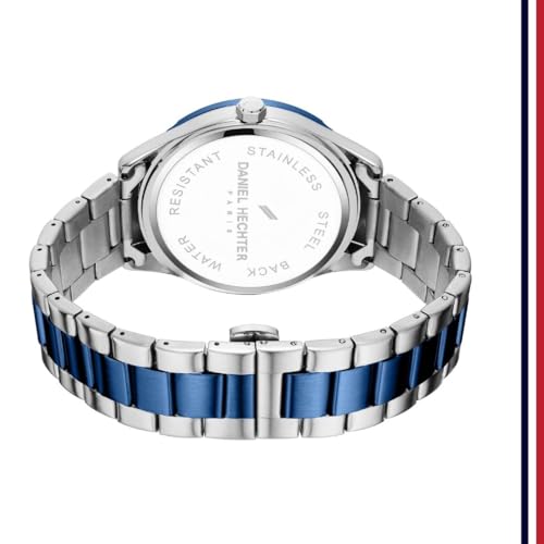Daniel Hechter Paris Bastille Collection Analog Watch for Men with Round Dial, Stainless Steel Strap and Date Function-DHM1014 - Image 5