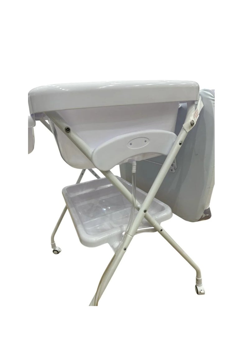 MUMS PLANET - 2 in 1 Portable Changing Table for Baby and Baby Bathtub from MUMS PLANET, Foldable Baby Changing Table with Storage, Diaper Changing Station for Nursery, Small Infant Changing Table with Wheels & 3-Level Adjustable Height - Image 1