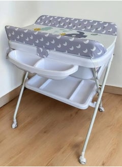 MUMS PLANET 2 in 1 Portable Changing Table for Baby and Baby Bathtub from MUMS PLANET, Foldable Baby Changing Table with Storage, Diaper Changing Station for Nursery, Small Infant Changing Table with Wheels & 3-Level Adjustable Height  - Image 1