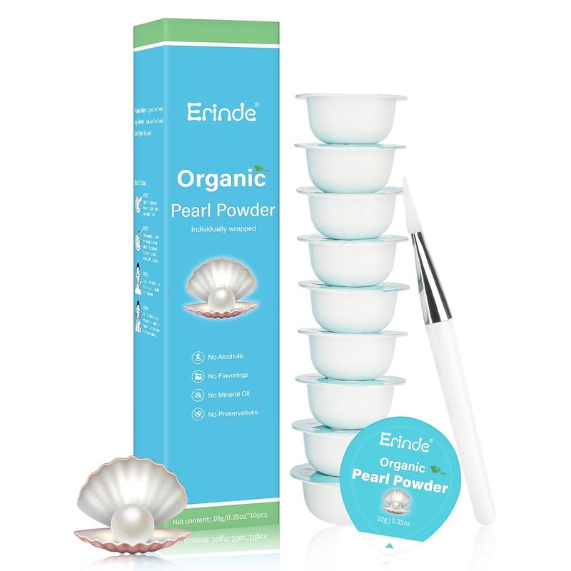 Erinde Freshwater Pearl Powder Organic 10g10 Pods Natural Organic Pearl Powder for DIY Mask Cream And Lotion Deep Cleansing PoreShrinking AntiAging Face Mask Skin Care 100g352oz