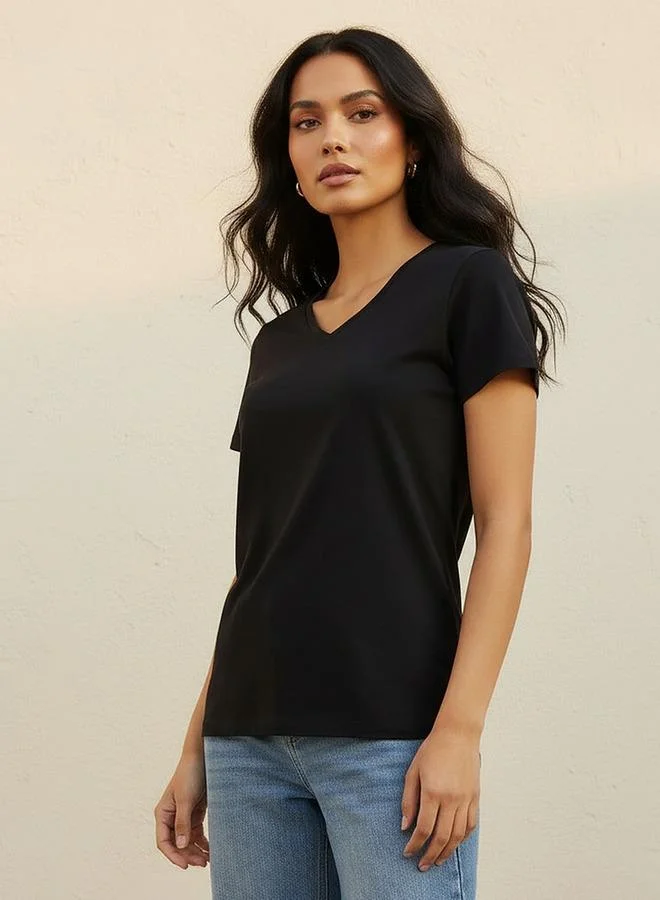 Splash FAV Slim Fit Antibacterial T Shirt with Cap Sleeves