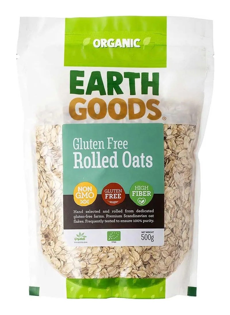 Earth Goods - Earth Goods Organic Gluten-Free Oat Flakes NON-GMO Gluten-Free High Fiber 500g - Image 1