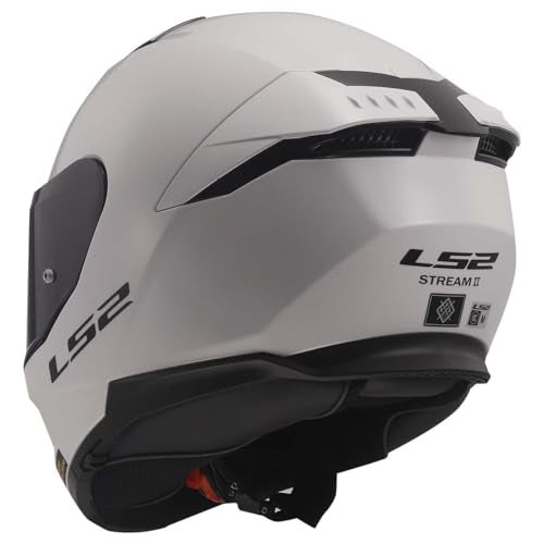 LS2 Helmets Stream II Full Face Motorcycle Helmet W/SunShield (Gloss White - Large) - Image 4