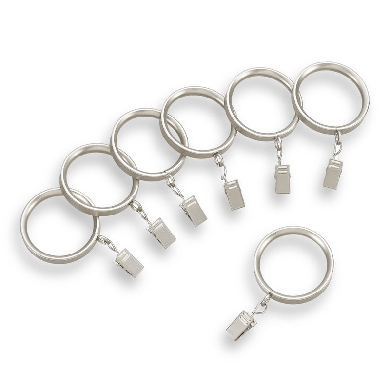 MODE Premium Collection Flat Steel Curtain Clip Rings Set of 14 Curtain Rings with Clips Rings with Clips for Curtains Fits MODE Premium and Acrylic Curtain Rods 1 58 Brushed Nickel