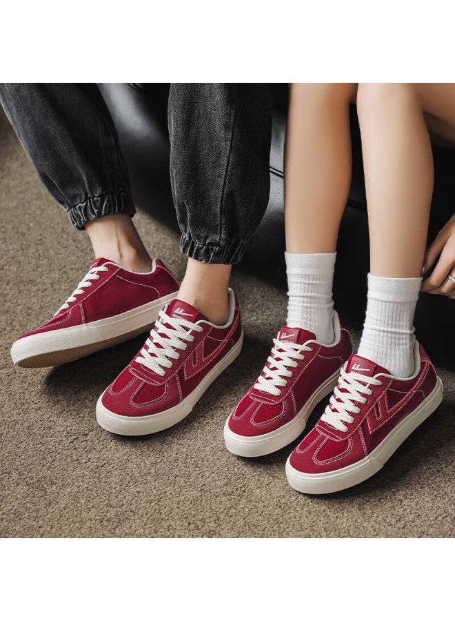 Pull Back Warrior Men's Canvas Sneakers Couple Style Casual Sports Shoes Wxym411 Wine Red Size 36 - Image 1