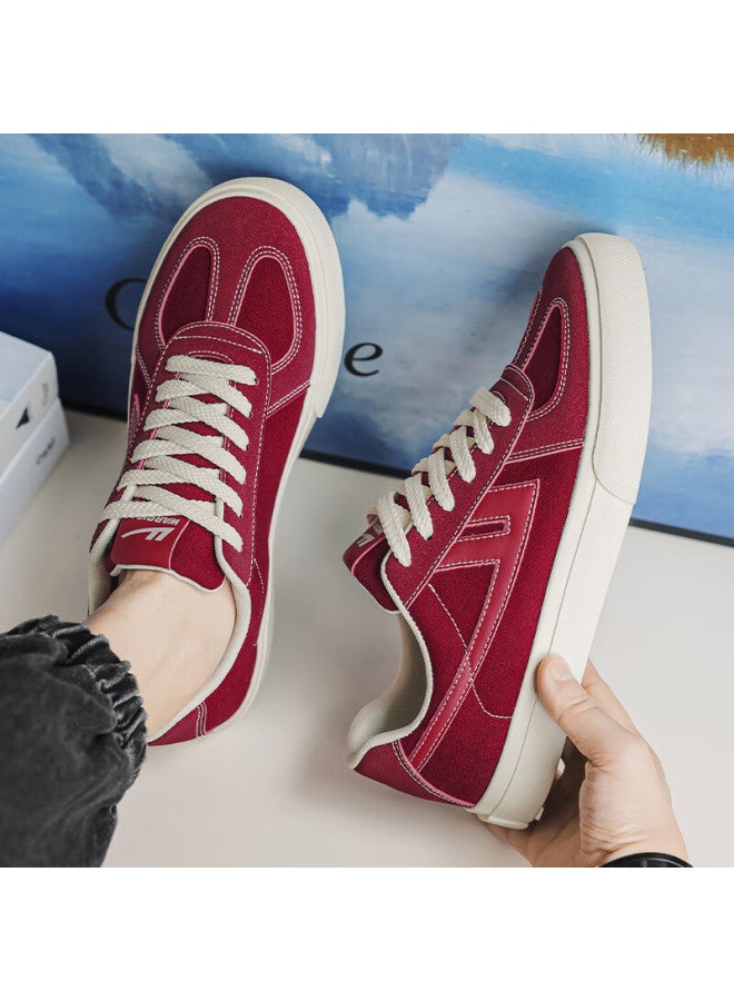 Pull Back Warrior Men's Canvas Sneakers Couple Style Casual Sports Shoes Wxym411 Wine Red Size 36 - Image 4