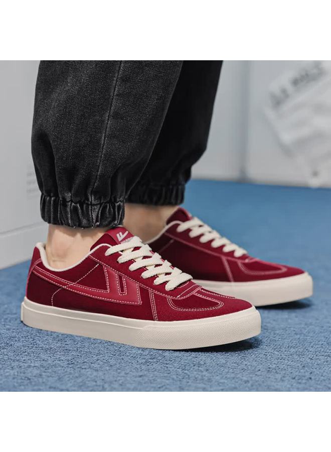 Pull Back Warrior Men's Canvas Sneakers Couple Style Casual Sports Shoes Wxym411 Wine Red Size 36 - Image 5