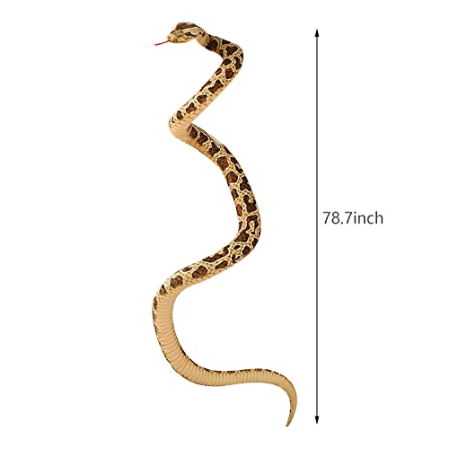 Clobeau 78 Inch Brown Speckled Snake Stuffed Animal, Lifelike Plush Snake Toy, Soft Stuffed Snakes Plush for Halloween Birthday Present Party Prank Prop, Stuff Reptile Animal Snakes Toys for Kids - Image 5
