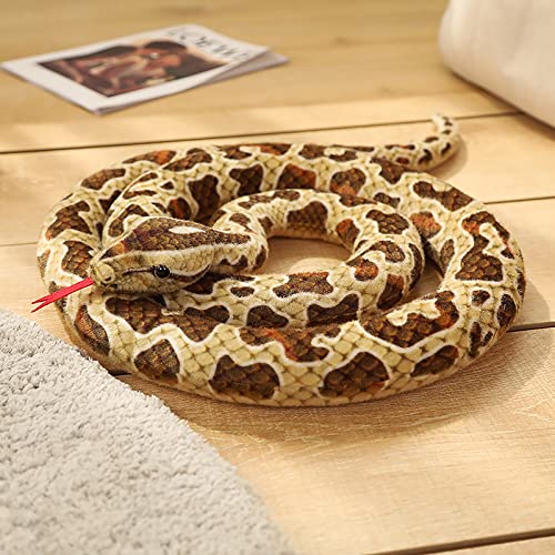 Clobeau 78 Inch Brown Speckled Snake Stuffed Animal, Lifelike Plush Snake Toy, Soft Stuffed Snakes Plush for Halloween Birthday Present Party Prank Prop, Stuff Reptile Animal Snakes Toys for Kids - Image 4