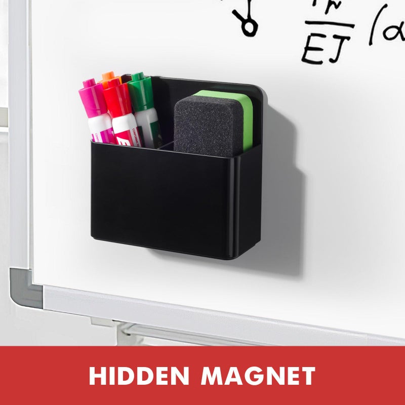 BEYGORM 2 Pack Plastic Magnetic Pen Holder for Refrigerator, Dry Erase Marker Holder for Whiteboardï¼ŒMagnet School Locker Organizer Accessories, Pencil Cup, Pen Caddy, Classroom Organization(Black) - Image 5