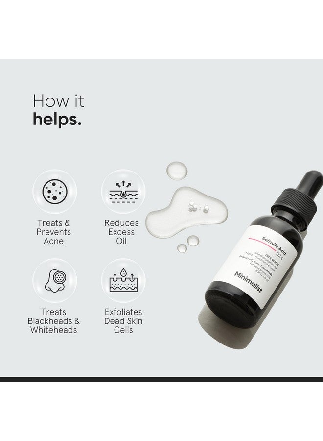MINIMALIST Minimalist Anti-Acne 2% Salicylic Acid Face Serum for All Skin Types | Reduces Blackheads,Oiliness, Excess Oil & Bumpy Texture | BHA Based Exfoliant | 60 ml  - Image 3