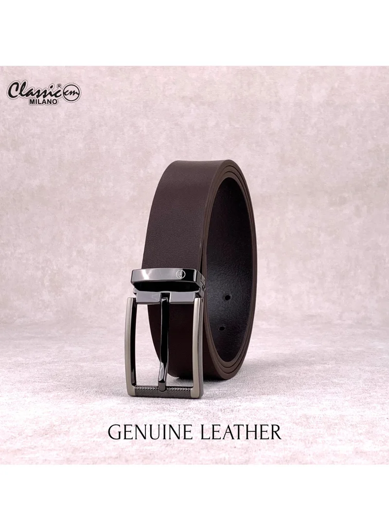 Classic Milano Brown (ZT9306) Classic Milano Genuine Leather Belt for Men – Black Formal Men's Belt – Men Belts for Office & Business Wear – Mens Belt Leather with Gift Box for Men | Best Price UAE