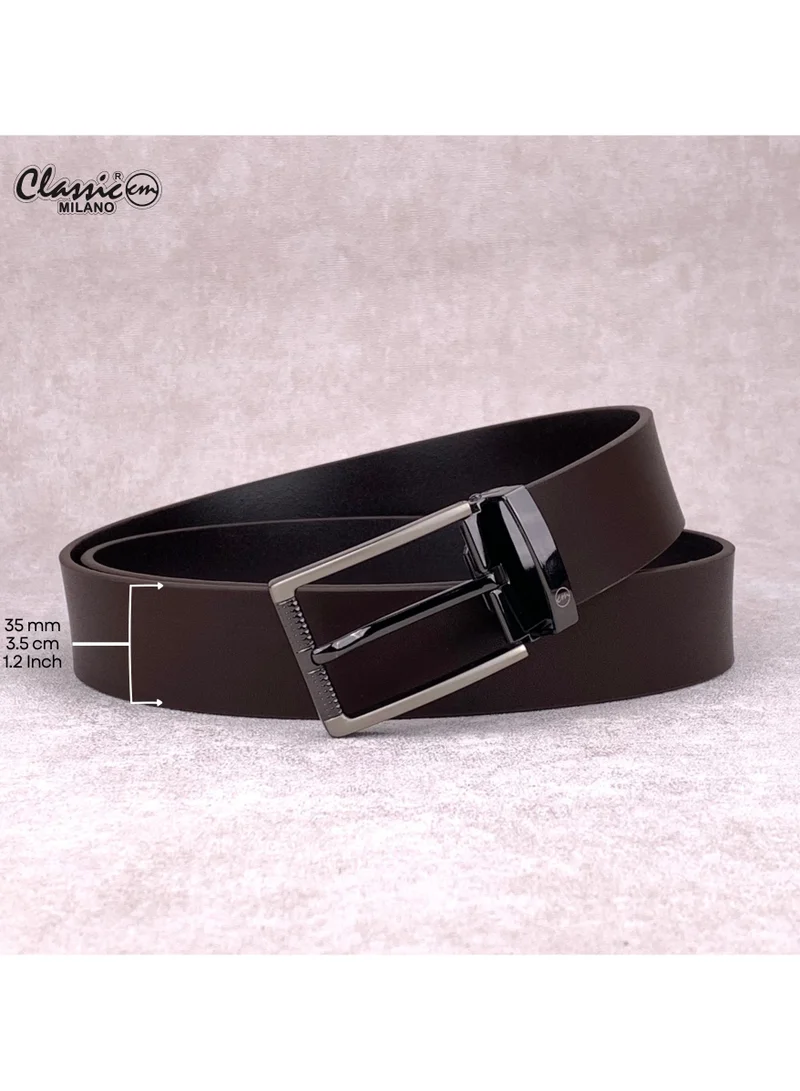 Classic Milano Brown (ZT9306) Classic Milano Genuine Leather Belt for Men – Black Formal Men's Belt – Men Belts for Office & Business Wear – Mens Belt Leather with Gift Box for Men | Best Price UAE