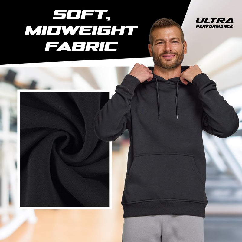 Ultra Performance Mens Pullover Sweatshirt Hoodies Menâ€™s Fleece Hoodie Sweatshirts Casual Lightweight Active Hoodieâ€™s for Men Black - Image 4