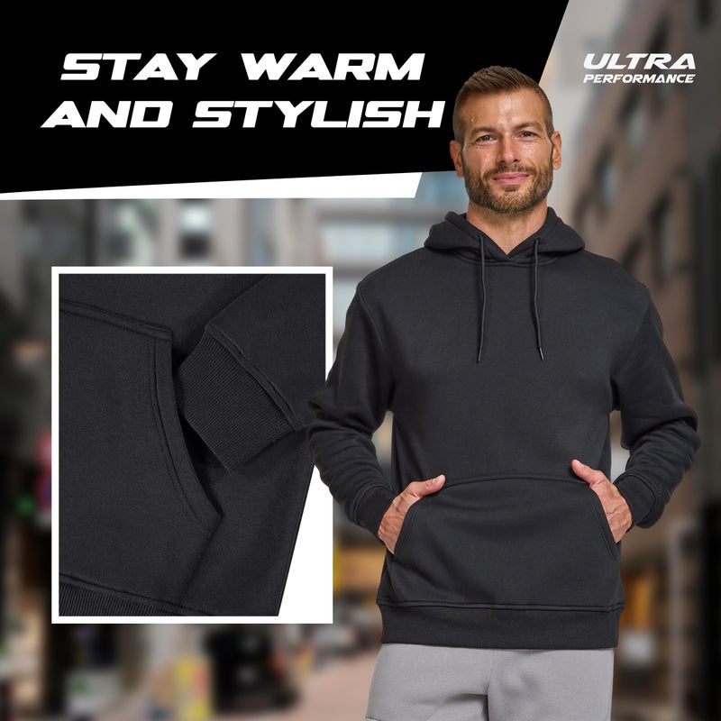 Ultra Performance Mens Pullover Sweatshirt Hoodies Menâ€™s Fleece Hoodie Sweatshirts Casual Lightweight Active Hoodieâ€™s for Men Black - Image 3