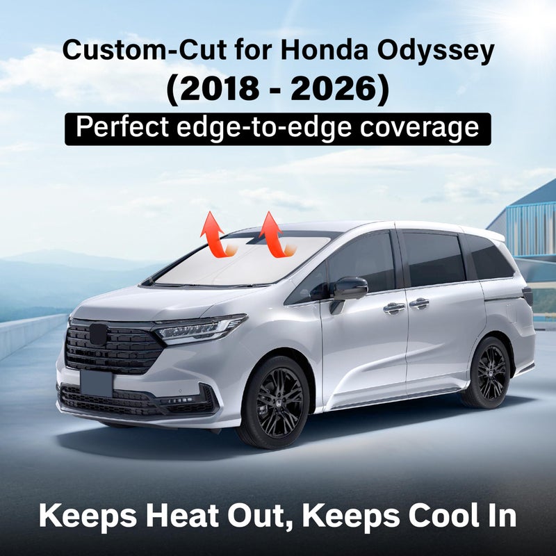 Econour Windshield Sun Shade for 2018-2026 Honda Odyssey Accessories LX, EX, EX-L, Touring, Elite Minivan Window Sunshade Sun Visor Protector Foldable Blocks UV Rays Keep Your Car Cooler - Image 2