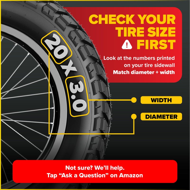 Ultraverse 20 x 3.0 Inner Tube Set with Schrader Valve - Ideal for Mountain Bikes & E-Bikes with 20-Inch Fat Tires - Durable & Reliable Performance- 2 Pack with Tire Levers - Image 2