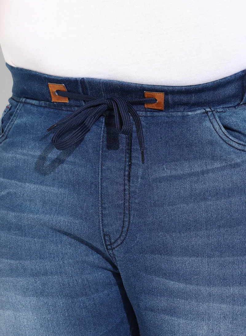 Instafab Plus Men's Classic Blue Medium-Washed Regular Fit Denim Jeans