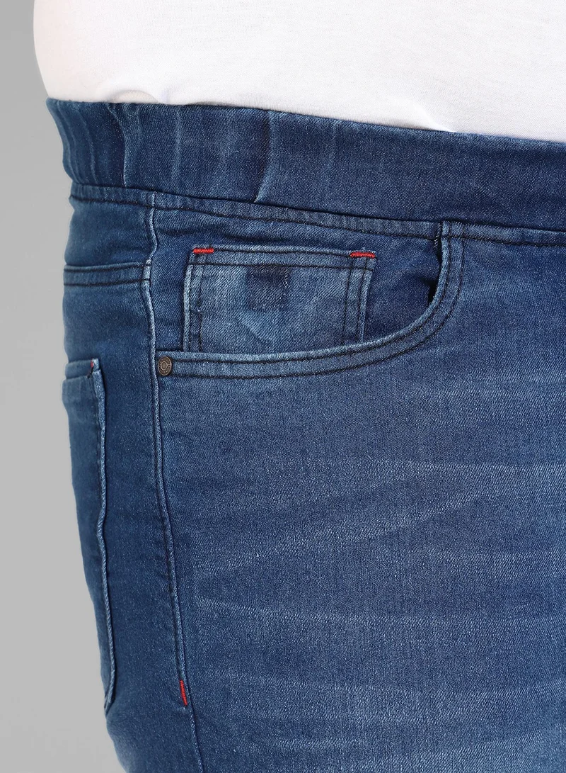Instafab Plus Men's Classic Blue Medium-Washed Regular Fit Denim Jeans