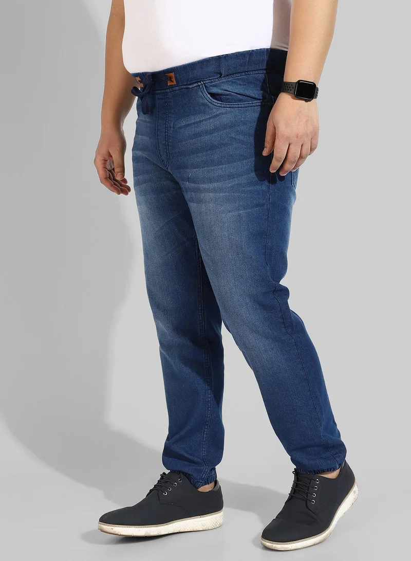 Instafab Plus Men's Classic Blue Medium-Washed Regular Fit Denim Jeans